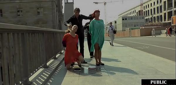  Public slut getting humiliated before bdsm gangbang